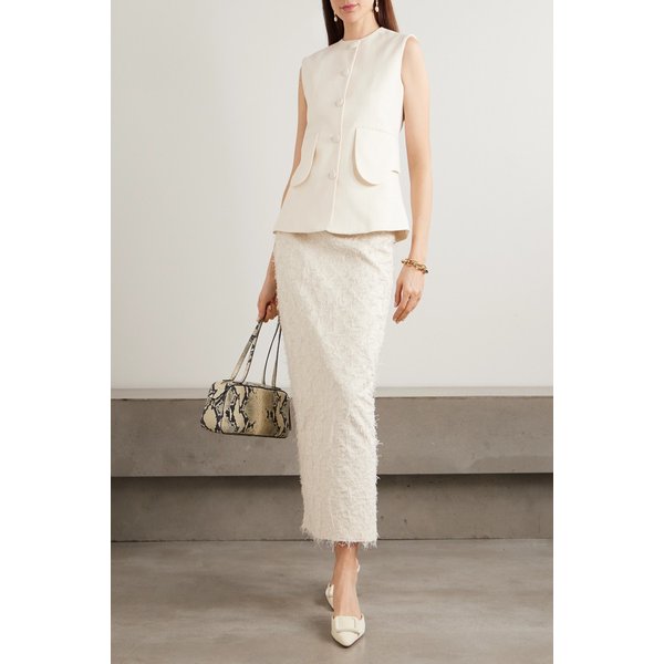 데스트리 모니카 프레이드  코튼 트윌 미디 스커트 에크루 46376663162974743