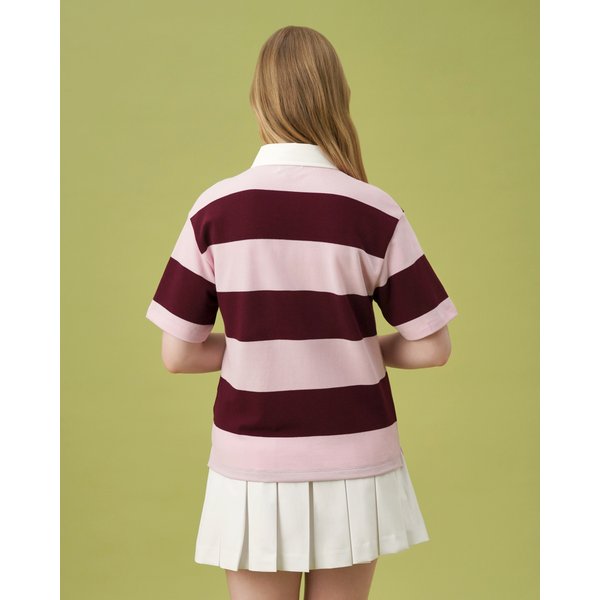 왁[WAAC]골프 (WWTCM24225PIL)여성 WAACKY Stripe Loose Fit SS Polo