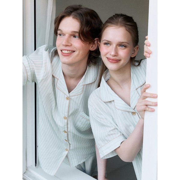 리프 반팔 잠옷 파자마세트