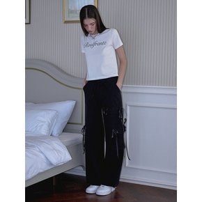 Satin Ribbon Cargo Pants [Black]