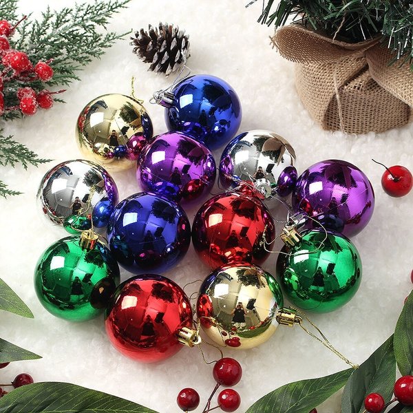 혼합 유광볼 12p세트(6cm) 트리 장식구슬