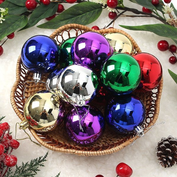 혼합 유광볼 12p세트(6cm) 트리 장식구슬