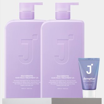 제이숲 실크 케라틴 헤어팩 트리트먼트 2X 1000ml 2개 아쿠아마린 워터팩 1개 기획구성