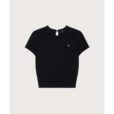 커버낫 우먼 부클 래글런 하프 니트 Black CO2502KT83BK