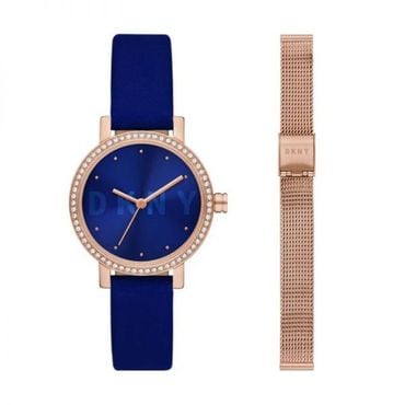 DKNY 4245032 DKNY Womens Soho Three-Hand, Rose Gold-Tone Stainless Steel Watch and Strap Set