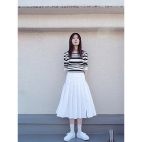 COTTON BLEND PLEATS SKIRT_OFF WHITE