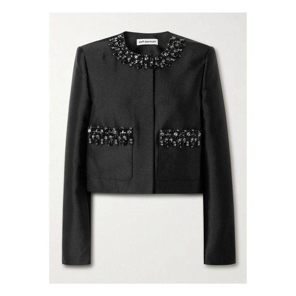 크리스털 장식 태피터 재킷 블랙 46376663162915083