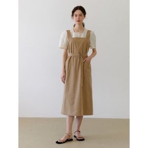 COTTON SUSPENDER DRESS BEIGE