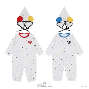 디즈니베이비 [25년 봄신상] 미키컬러우주복(모자) 2종 택 1(BLUE,RED) (79S117504)
