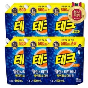 테크 클린앤리프레쉬 액체세제 리필 1.8L+500ml 6개 (일반/드럼 택1)