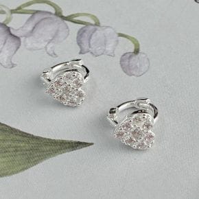 CUBIC HEART SILVER 925 Ring earring 샤이니 큐빅하트 원터치 실버 링귀걸이_P431273082