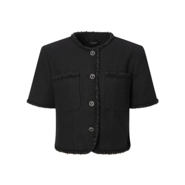 질스튜어트뉴욕 25FW 블랙 글리터장식 코튼혼방 트위드반팔자켓 (JSJA5C610BK)