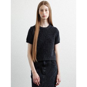 alpaca boucle knit short sleeves (charcoal)