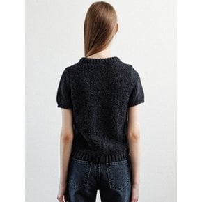 alpaca boucle knit short sleeves (charcoal)