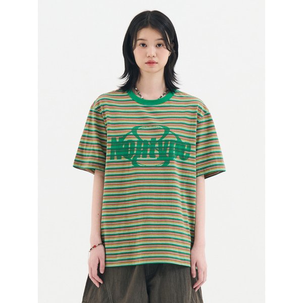 STRIPED LOGO GRAPHIC T-SHIRT (GREEN)