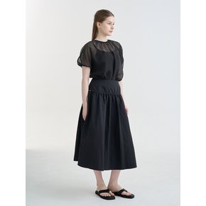 STRING MIDI YOKE SKIRT_BLACK