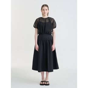 STRING MIDI YOKE SKIRT_BLACK