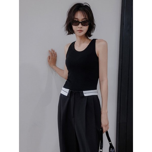 골지 슬림 슬리브리스(블랙)