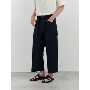 Belted wide nine pants (navy)