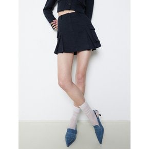 BIG POCKET TWEED MINI SKIRT_NAVY