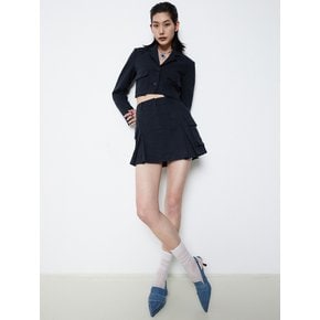 BIG POCKET TWEED MINI SKIRT_NAVY