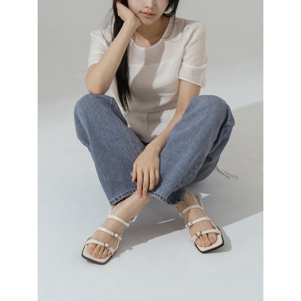 로스티 스트랩 미들힐 샌들 5cm