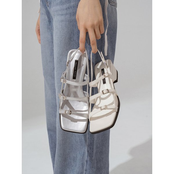 로스티 스트랩 미들힐 샌들 5cm