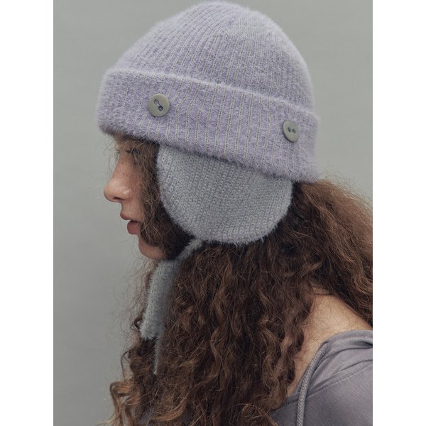 투웨이 이어플랩 비니 투톤믹스 퍼플멜란지