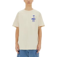[해외배송] 오베이 오베이 브랜딩 그래픽 릴렉스 크루넥 티셔츠 165264058 CREAM