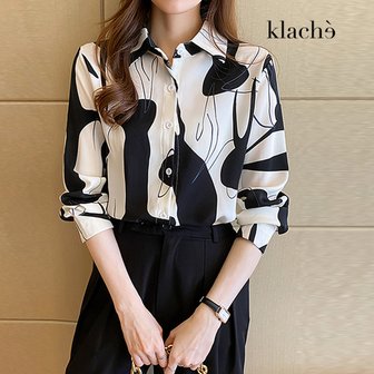 KLACHE 클라셰 (77까지)웨이브쉬폰무드블라우스_B4S0134