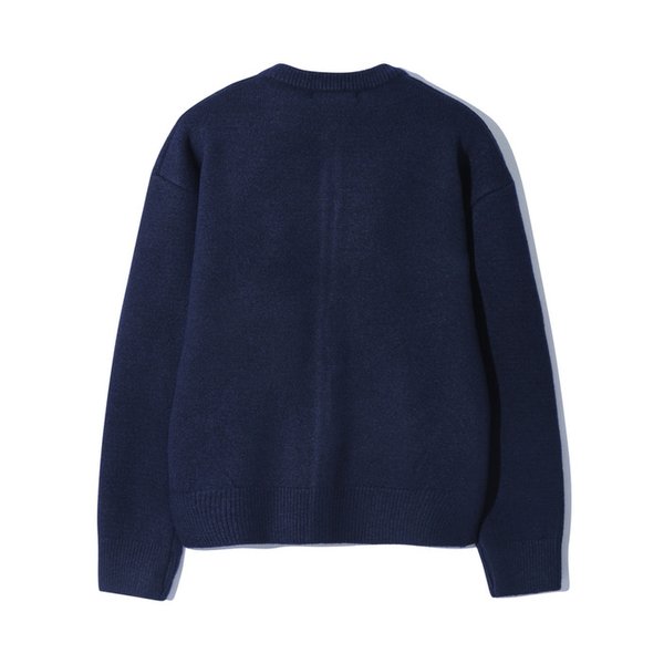 라운드넥 버튼 가디건 네이비