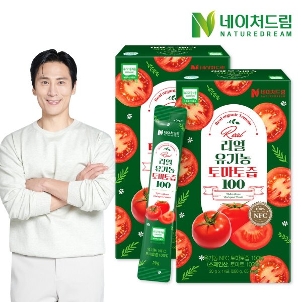 리얼 유기농 토마토즙 100 20g 14포 2박스/스페인산 NFC착즙 유기농인증 NON GMO 라
