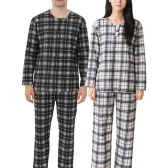  남성 여성 기모 체크 파자마 잠옷 상하세트 따뜻한 겨울 실내복 홈웨어 이지웨어 빅사이즈