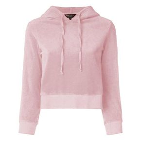 5333481 Juicy Couture Velour Shrunken Hoodie In Silver Pink