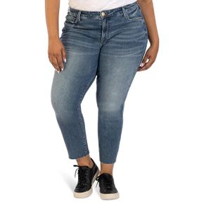 4986453 KUT from the Kloth Plus Size Reese High-Rise Fab Ab Ankle Straight Raw Hem in Rebo