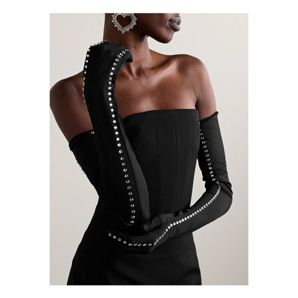 크리스털 장식 메시 장갑 블랙 1647597353560038