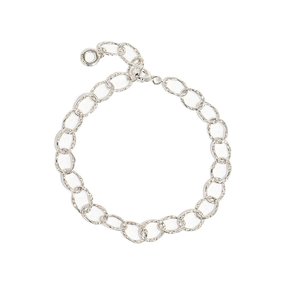 Hammered Link Chain Silver Bracelet Ib281 [Silver]