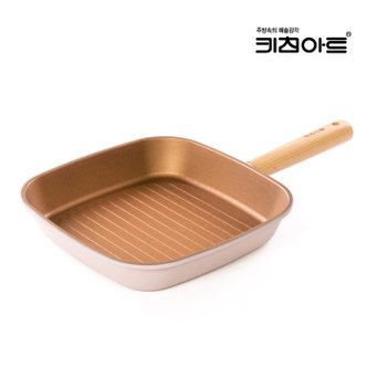  키친아트 골드 플렉스 인덕션 이노블 코팅 사각 후라이팬 그릴 프라이팬 27cm