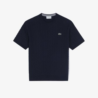 라코스테 [시흥점] 남성 반팔 케이블 크루넥 스웨터 AH207E-55G