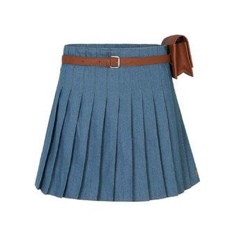 플레이부 DENIM PLEATED SKIRT + BELT BAG SET_Light Denim