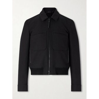 톰포드 가죽 트리밍 울 실크 블렌드 재킷 46376663163003049