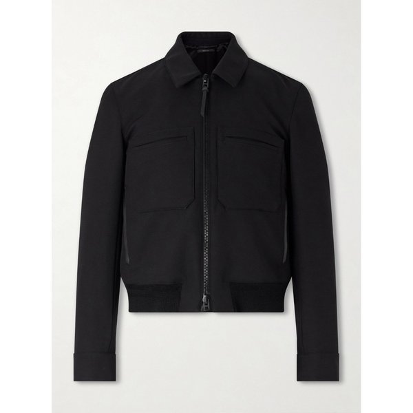 가죽 트리밍 울 실크 블렌드 재킷 46376663163003049