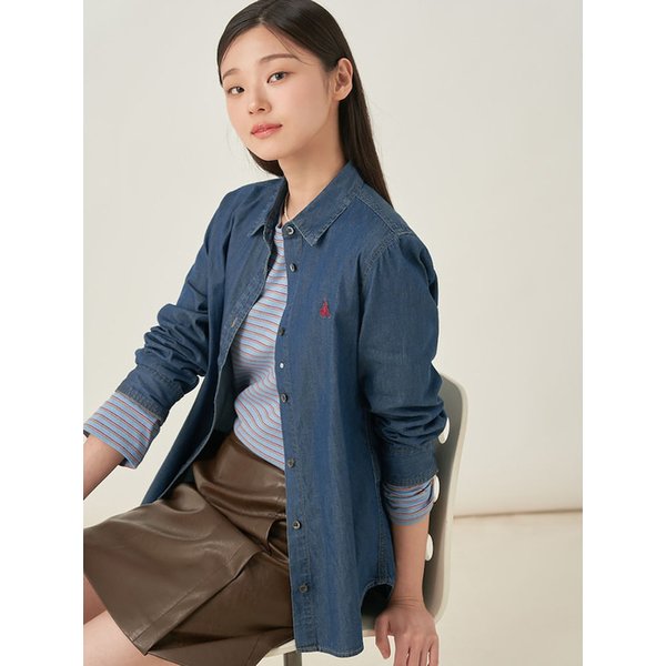 [Essential] 인디고 데님 레귤러핏 셔츠  블루 (BF5764E03P)