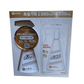 스카트 순하고 깨끗한 섬유탈취제 우디베르가못 특별기획 (380ml+330ml)x3개