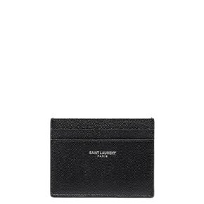 [해외배송] 24FW 생로랑 실버 로고 그레인레더 명함지갑 375946BTY0N1000 Black