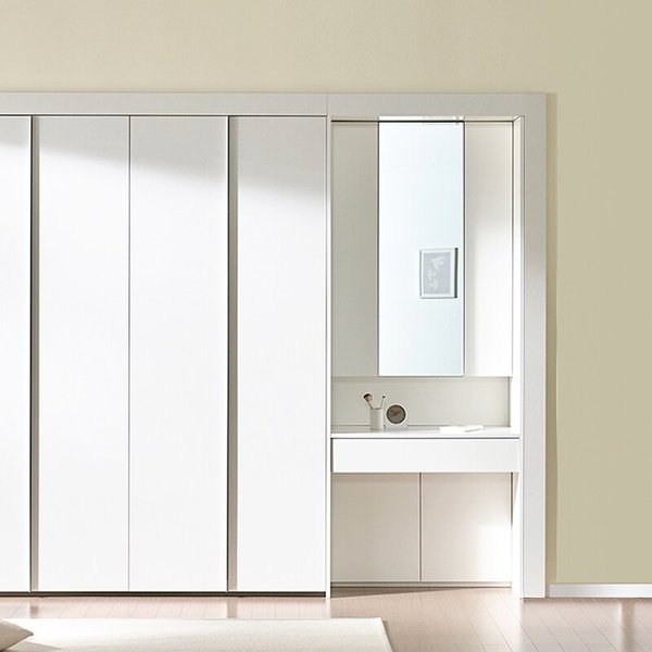 화이트매트 여닫이 화장대 붙박이장 300cm (10자)