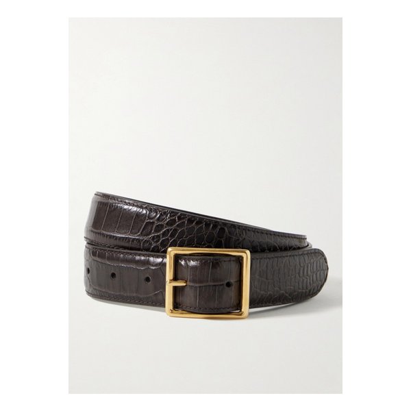 닐리 로탄 가브리엘 크로커다일 이펙트 가죽 벨트 다크 브라운 46376663162867372