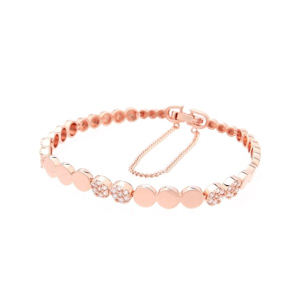 엘라이나 14KGP 로즈골드 데일리 심플 큐빅 라운드 스틱 체인 패션 팔찌