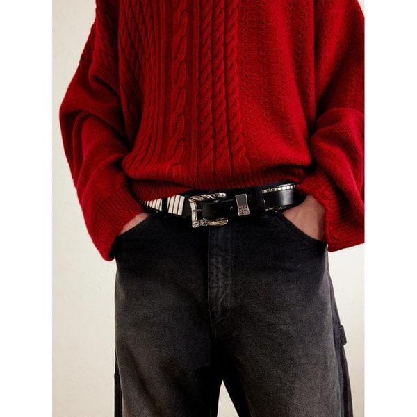 앙팡 리쉬 데프리메 메카닉 3.5cm 스터드 가죽 벨트 46376663162916381