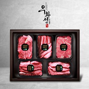 무항생제 한우 1+등급  로얄 로스세트 3호(꽃등심+채끝+살치+갈비살+부채살 각 400g/총 2.0kg)냉장